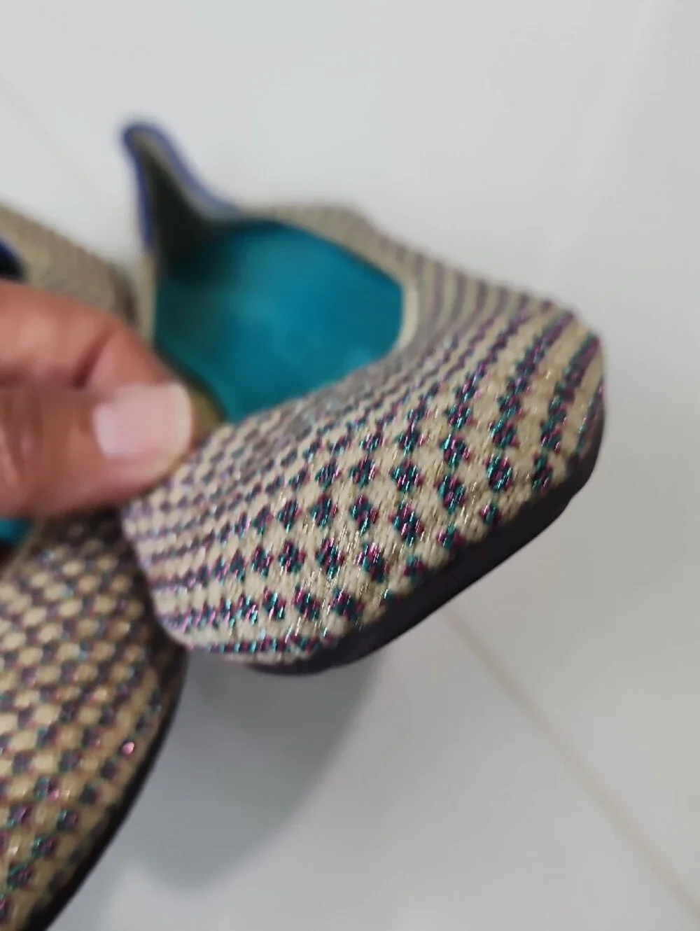 Rothy's Multi Color Metallic Square Toe Ballet Flats